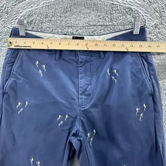 J. Crew Men's 30 x 34 Chinos Blue Straight Leg Embroidered Scuba Divers Vacation - Picture 4 of 12